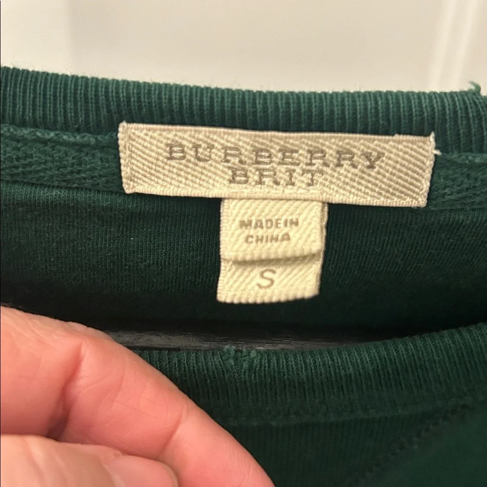 BURBERRY - Brit - Authentic Men’s Green Distressed Logo Sweatshirt size small - Picture 5 of 10